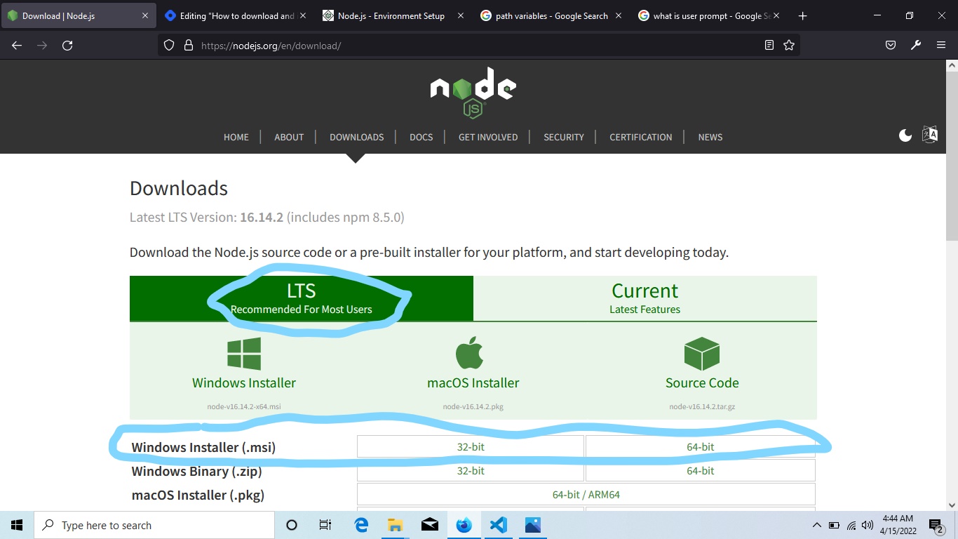 node js download for windows 10 64 bit